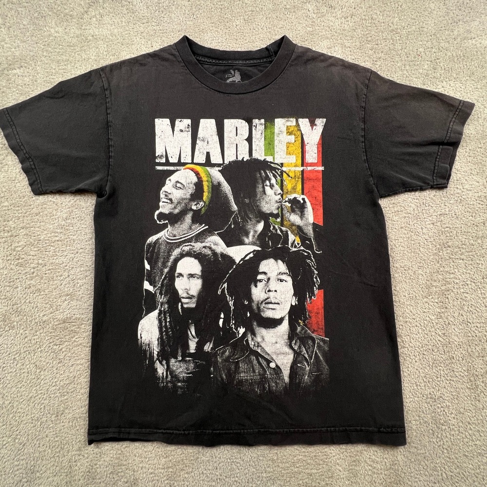 Bob Marley T-Shirt Mens M Zion Rootswear Black Reggae Rasta Streetwear College‎